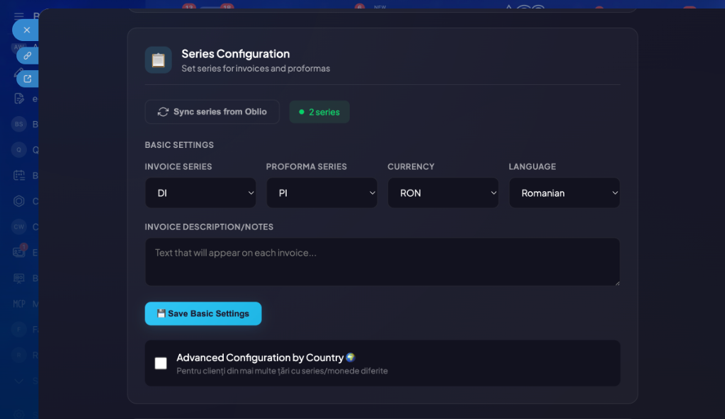 FacturoSync Series Configuration